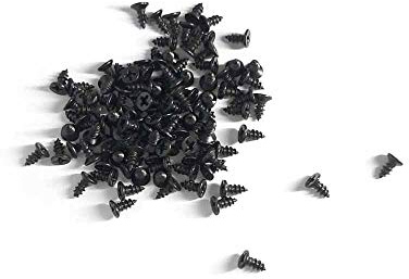 Small Screw, BLUELEC Antique Style Finish Wood Screws for Fastening Plank, Plastic Materials or Resin Plywood, 45° Flat Head, Phillips Drive, 100pcs, (2.5×6mm, 0.1×0.23inch, Black)