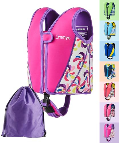 Gilet de Natation Limmys pour Enfants – Aide à la Flottaison Réglable à 8 Panneaux, Certifié CE, Design Primé, Confort en Néoprène Doux, Construction Robuste, Sac de Transport Inclus