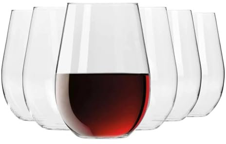 Krosno Copas de Vino Tinto sin Tallo | 580 ML | Harmony Collection | Vasos de Agua Jugo Highball | Perfectos para Uso en Casa, Restaurante y en Fiestas | Apto para Lavavajillas