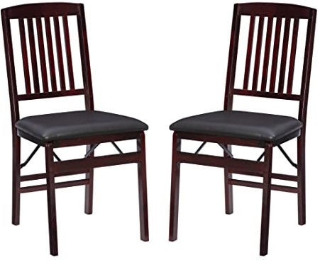 Linon Darwin Espresso Wood Mission Back Folding Chair in a Set of Two