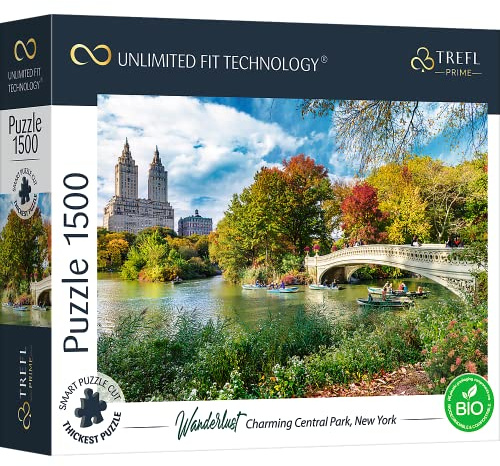 Trefl 26194 1500 Elements Thickest Cardboard Organic ECO USA Travel Entertainment for Adults and Children from 12 Years UFT Puzzle Wanderlust: Charming Central Park New York
