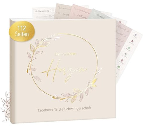 MINTKIND® Schwangerschaftstagebuch „Meine Schwangerschaft“ + Sticker Set I Hardcover Tagebuch zum Eintragen I Geschenk für Schwangere und werdende Mütter | Schwangerschaft Fotoalbum Baby Album