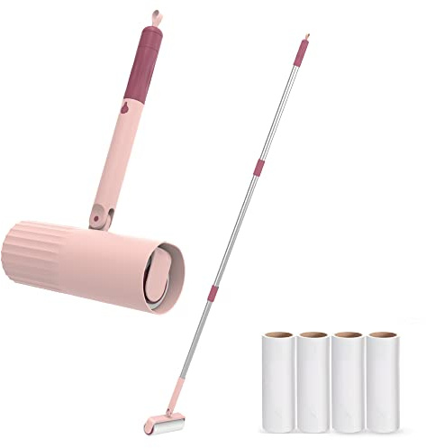 Useful Co Rodillo Quitapelusas Extensible – Quita Pelusas Mascota, Ropa, Sofá, Tapicerías – Quitapelusas Adhesivo con 4 Rollos de Hojas de Recambios – Quita Pelos con Mango Extensible de 16 a 110cm