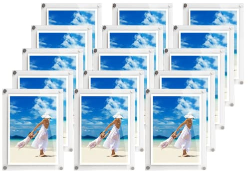 Get Acrylic Photo Frames - (Pack of 15 A4 Modern Wall Mounted Acrylic Photo Frame (27cm x 35.8cm) Stylish Frameless Picture Display Either Landscape Or Portrait