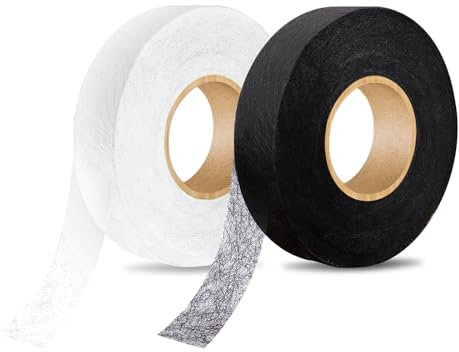 MXTIMWAN 2 Rollen Saumband zum Anbügeln(Weiß+Schwarz),Polyamid Bügelband Waschbar bis 60°C,Klebevlies zum Säumen von kaputten Kleidungsstücken von Stoff,Vorhang,Gardine,Jeans(Size:2cm Breite,50M)