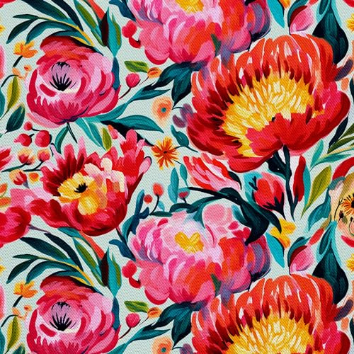 HEKO PANELS tyg Oxford vattentät metervara canvastyg polyester sömnadsmaterial dekorativa tyger hantverk vattenavvisande ogenomskinligt blommönster blommor akvarell vattenfärg 1 meter 155 x 100 cm