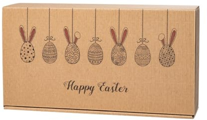 Happy Easter Lot de 10 cartons en carton naturel pour 2 bouteilles