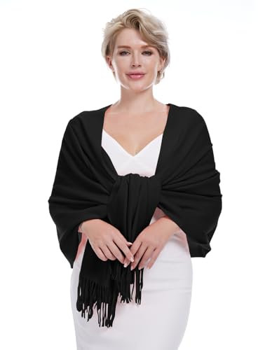 DiaryLook Kaschmir Schal Damen Winter Warm abendkleid Pashmina Schals tücher für Frauen Blanket Scarf Schwarz
