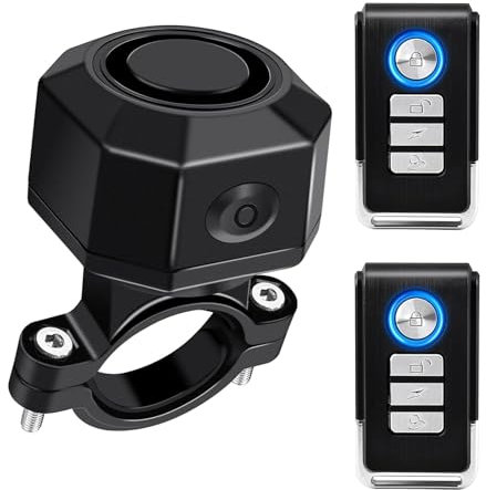 Fahrrad Alarmanlage mit zwei Fernbedienungen, NineLeaf Fahrradalarmanlagen USB-C Wiederaufladbar, 110dB Einbrecher Vibration Motorrad Alarm Sicherheitssystem Wasserdicht Fahrrad Mobilität Roller Alarm