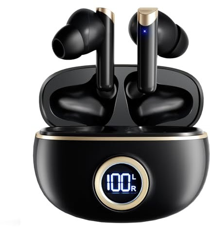 Vemfay Bluetooth Kopfhörer, In Ear Kopfhörer Kabellos Bluetooth 5.4 HiFi Stereo mit 4 ENC Noise Cancelling Mic, 40Std Kabellose Kopfhörer, mit LED Anzeige, IP7 Wasserdicht Ohrhörer, USB-C