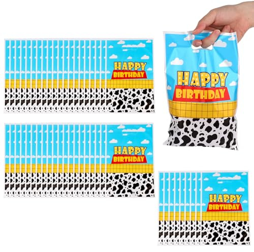 SAVITA 50pcs Sacs Cadeaux Cartoon Story, 25x16,5cm Ciel Bleu et Nuage Blanc Sac de Bonbons pour Enfants Fournitures Fête d'Anniversaire Rangement de Bonbons et Jouets