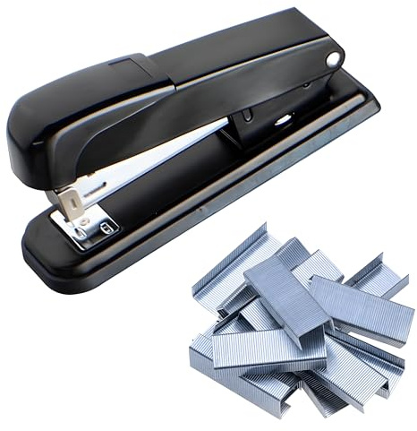 SOMCO - Stapler with 5000 Staples - 20 Sheet Staple Capacity - Ergonomic Black Metal Stapler with Comfort Grip - Ideal for Home & Office Use, Jam Free Technology, Strong Steel Staples