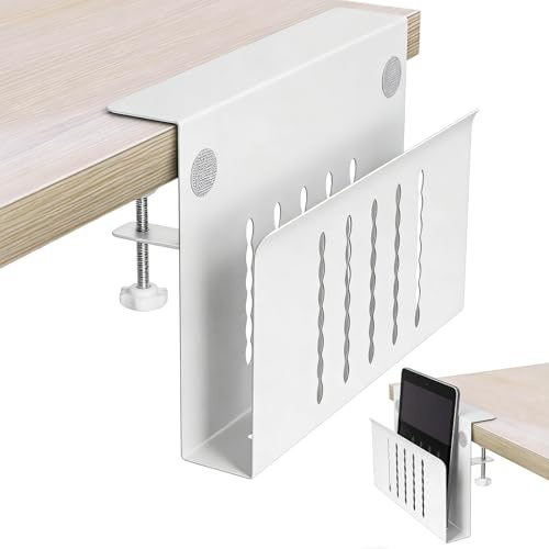 Almacenamiento lateral del escritorio: almacenamiento lateral de escritorio de aleación de aluminio, soporte para portátil resistente y duradero, sin taladro, organizador de cajones para oficina y