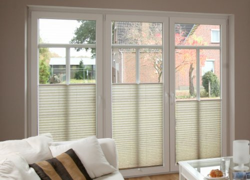 Plissee nach Maß - Farbe: reinweiß - frei wählbar bis max. 120 x 180 - Cosiflor Faltstores - Modelle VS2 + VS1 - Hier Breite bis 80 cm