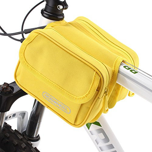 Outdoor peak Unisex Polyester Wasserabweisende Fahrradtasche & Handyhalterung BTR-Gepäckträgertasche Rahmentasche Kopf Schlauchbeutel Handytasche Radfahren(Gelb)