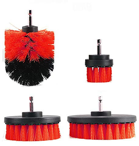 ele ELEOPTION Drill Brush Electric Drill Scrub Brush Grout Power Scrubber Cleaning Brush Tub Cleaner Tool for Clean Bathtub, Grout, Bathroom Surface, Floor, Tile, Shower, Pack of 4 (Red, Pack of 4)