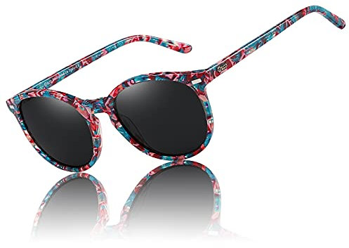 DUCO Retro Polarisierte Damen Sonnenbrille Vintage UV400 Schutz Sonnenbrillen Leichtgewicht Acetat Rahmen 1230 (Hawksbill Schildkröte)