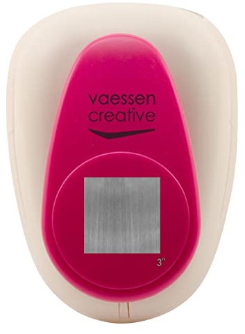Vaessen Creative Motivstanzer Quadrat - 5.3 x 5.3 cm - Stanzer für Bastelpapier, Tonpapier, Scrapbookpapier oder Decoupagepapier, Weiß/Rosa