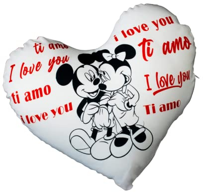 Generico Cuscino a Forma di Cuore Idea Regalo Amore Romantico per San Valentino, Anniversario, Natale, Compleanno - Per Lui e per Lei Fidanzati (Topolino)