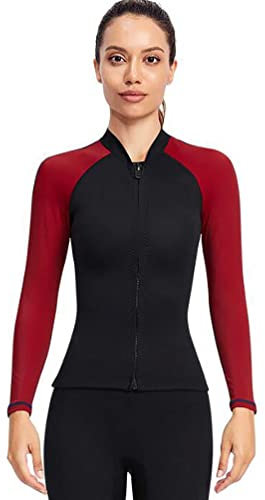 LYWDJ Neoprenanzug Damen Tauchanzug Jacke 1.5mm Neoprenjacke Wassersport Badeanzug Damen Wetsuit Top Surfanzug zum Tauchen, Schnorcheln, Kajakfahren, Wassersport-XXL