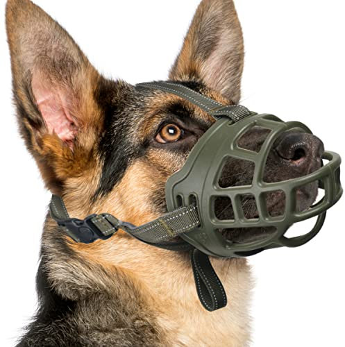 Maulkorb für Hunde, Silikonkorb, Maulkorb für kleine, mittelgroße und große Hunde, geeignet für Deutschen Schäferhund (5 (Schnauze 12¾-13¾), grün)