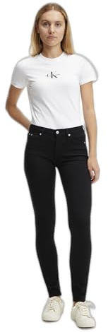 Calvin Klein Damen Jeans Hose Mid Rise Skinny Fit, Schwarz (Denim Black), 26W/32L