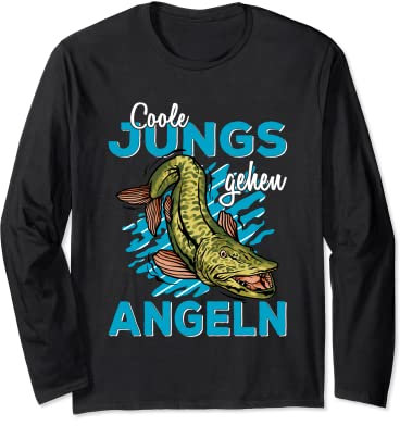 Coole Jungs gehen Angeln lustiges Fische Sportfischer Angler Langarmshirt