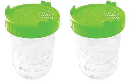 Two Lumps of Sugar Green Sprouting Lid, 2-Pack for Wide Mouth Mason Jars - BPA-Free Plastic Sprouting Lids for Mason Jar: Ideal for Growing Alfalfa, Mustard, Broccoli, Mung Bean Sprouts, and More
