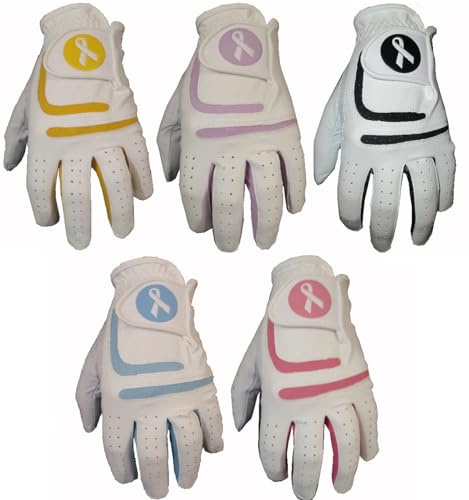 Lot de 5 gants de golf en cuir cabretta pour femme Lycra coloré Taille L