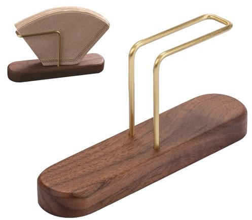 FEMONGY Supporto per filtro da caffè, universale filtri di carta porta filtro da caffè - 7x14x3,5 cm (A - Noce)