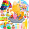 JEDWKFA 56 Stück Knete Set, DIY Knete Eismaschine, Knete Zubehör, Enthalten Eismaschine, Nachtisch, Knete Set Knetwerkzeug für Kinder, Spielzeug Geschenk Mädchen & Junge 2-6 Jahre