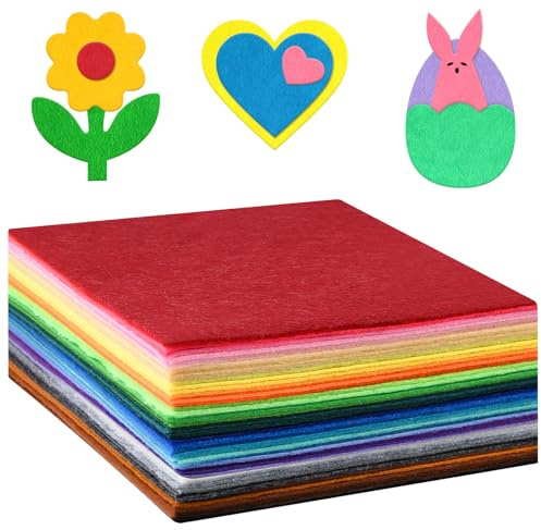 Morcheiong 50 Pcs Felt Fabric Soft Felt Fabric Sheet for Crafts DIY Handcraft Patchwork Nonwoven Sewing Squares (50 Colors, 4 * 4inch)