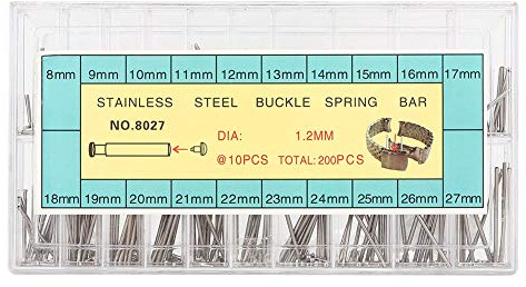 20 storlekar 1,2 mm klockarmband, fjäderarmband, länkstift, professionellt reparationsverktyg, med bärbart fodral, för klocktillverkare och, #211, #211