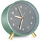 TIDEVAN Reloj Despertador Analógico Reloj Despertador de Metal Redondo Verde Reloj Despertador Analógico Silencioso sin Tictac con Luz Nocturna para Dormitorio Oficina Viajes