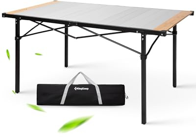 KingCamp Camping Table Folding Portable Table Aluminum Roll Up Lightweight Foldable Large Camp Table for Indoor Outdoor Picnic Backyard, 53.5X27.5