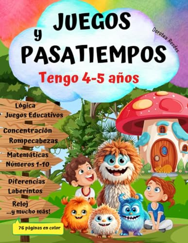 TENGO 4-5 años! Libro de Actividades Preescolar/Aprender Jugando-Juegos y Pasatiempos Educativos Divertidos para Niños Inteligentes: Fichas ... Concentracion, Números, Matemáticas,Reloj