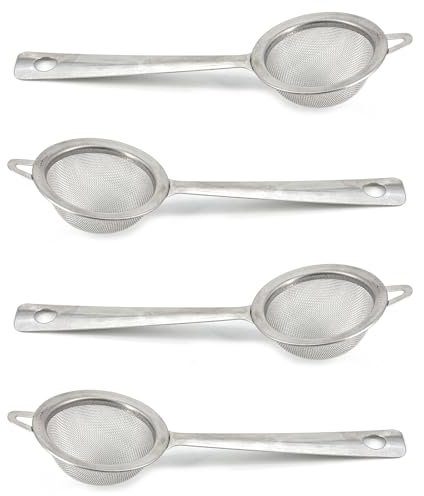 4 Pcs Matcha Sieve, Mini Sieve, Mini Strainer, Tea Strainers Fine Mesh, Tea Sieves for Loose Tea, Coffee, Spices, Kitchen Sifter