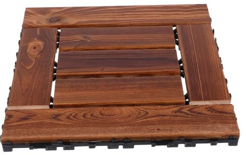 Operitacx Corrosion Carbonized Wood Interlocking Patio Tiles Outdoor Flooring for Balcony Garden Patio Decking Tiles Flooring