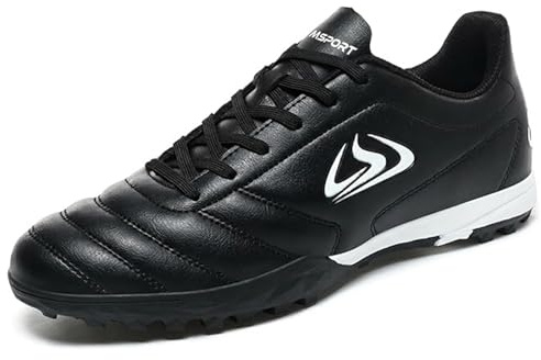 Botas de Fútbol para Niños Ligeras y Resistentes – Zapatillas de Fútbol Sala Infantiles con Tacos Bajos para Entrenamiento en Césped Artificial - Negro 42 EU
