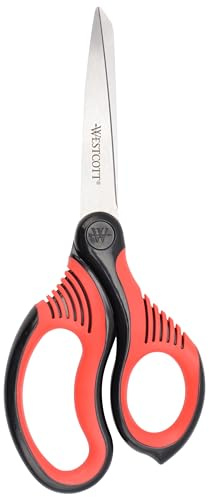 Westcott 8-Inch Titanium-Bonded Premium Handle Scissors for Office and Home, Black/Red