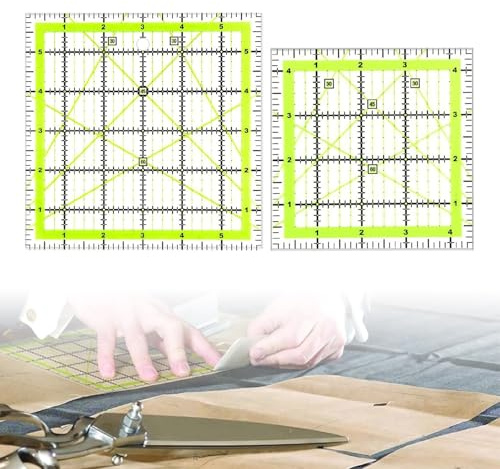 2 Pcs 4.5 And 6-Inch Clear Acrylic Square Quilting Ruler Set
