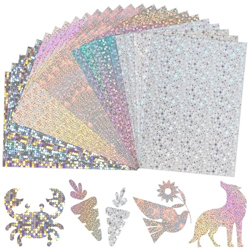 A4 Silber Spiegelkarton mit gemustertem Mix, 25 Blätter 5 Muster 250 g/m² lb Metallisch Reflektierendes Bastelpapier für Basteln, DIY-Projekte, Kartenherstellung, Partydékor UAP19MXSR25B