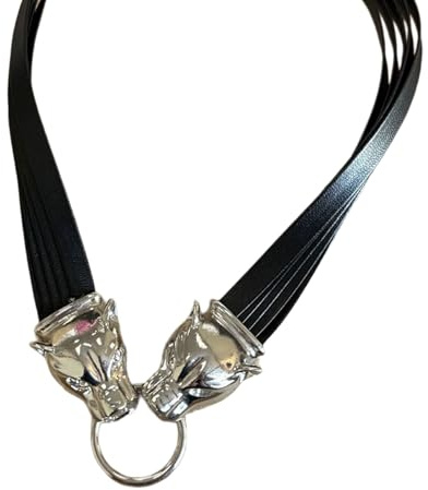 Kalttoy Collar de cabeza de panteras con tallas artísticas, cadena para el cuello, perfecto para uso casual y formal, collar dorado King
