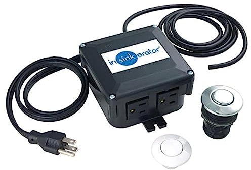 InSinkErator Garbage Disposal Air Switch Kit, Dual Outlet Sink Top Switch Button for All InSinkErator Food Waste Disposer Models, Chrome/White STS-OO