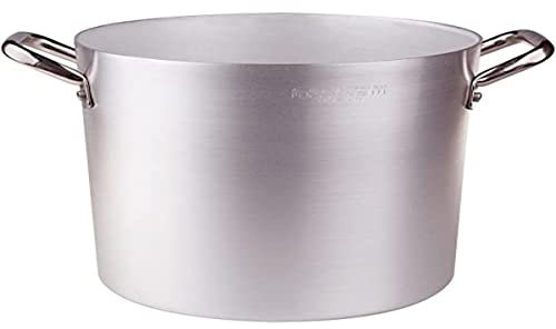 Pentole Agnelli Linea Alluminio 2 mm Pentola con Due Maniglie Inox, Argento, 26 cm