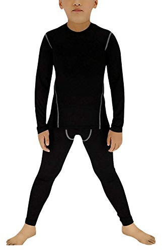 Minghe Boys Thermal Underwear Set Long John Skin Base Layer Tops | Moisture Wicking