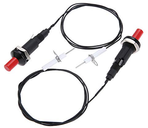 Aupoko 2 Juegos de Encendido piezoeléctrico con botón de Encendido, Tipo de 1 Salida 2 electrodos de 200 Grados de Resistencia de Alambre, Calentador de Gas, Encendedor de Cocina de cerámica