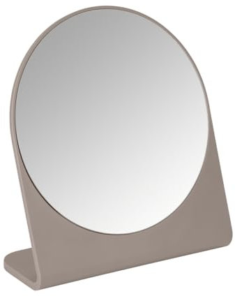 WENKO Kosmetikspiegel Marcon Taupe - Standspiegel, Polystyrol, 17.5 x 19 x 7 cm, Taupe