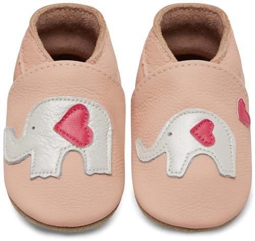 IceUnicorn Primeros Zapatos para Niños Zapatos de Cuero Suave para Bebés Zapatillas de Estar por casa para Niños(Elefante Rosa Claro, 18-24 Meses)
