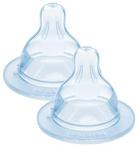 MAM Flaschensauger 0+ Monate (2 Stück) - Silikonsauger 0 langsamer Durchfluss - Flacher, ultraweicher Sauger für Neugeborene